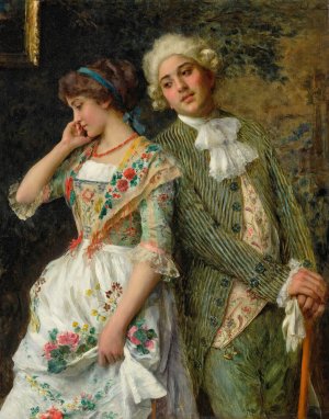 A Bashful Maiden by Federico Andreotti Oil Painting