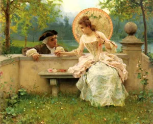A Tender Moment in the Garden by Federico Andreotti Oil Painting