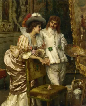 A Visit to the Studio by Federico Andreotti Oil Painting