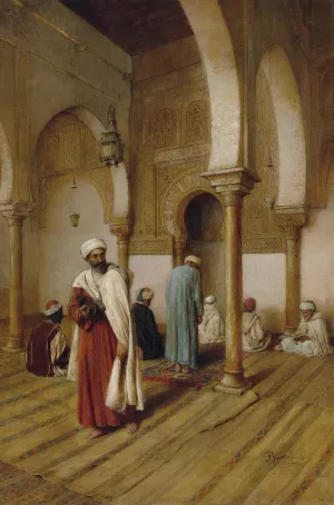At Prayer In The Mosque, Tunisia by Federico Bartolini Oil Painting