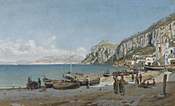 Capri  by Federico Del Campo - Hand-Painted Oil Painting Reproduction