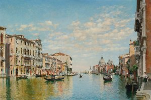 Gondoliers On The Grand Canal, Venice by Federico Del Campo Oil Painting