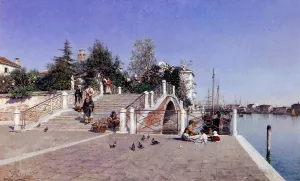 In the Shadow of an Italian Pergola by Federico Del Campo Oil Painting