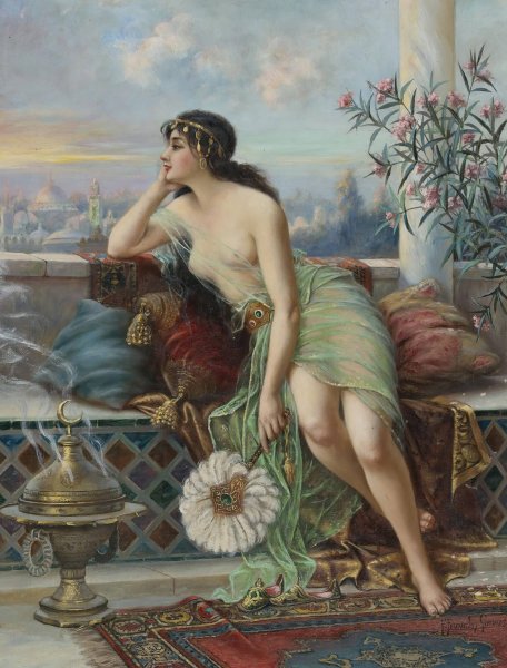 Lost In Thought by Federico Fernandez Y Gimenez - Hand-Painted Oil Painting Reproduction