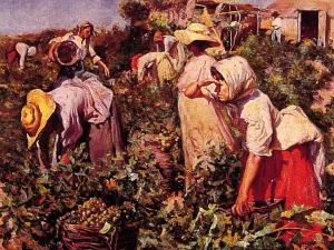 Picking Grapes Oil painting by Federico Godoy y Castro