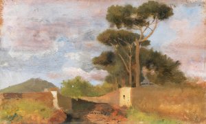 Naples, A View of Vesuvius from Portici by Federico Rossano Oil Painting