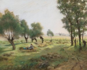 The hay harvest by Federico Rossano Oil Painting