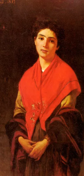 Donna In Rossa by Federico Zandomeneghi Oil Painting