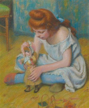 Enfant Jouant a La Poupee by Federico Zandomeneghi Oil Painting