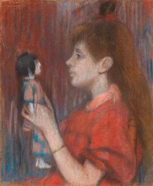 Girl with Doll by Federico Zandomeneghi Oil Painting