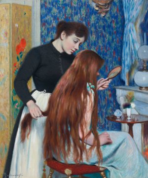 La coiffure by Federico Zandomeneghi Oil Painting