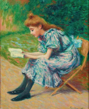 Reading young lady by Federico Zandomeneghi Oil Painting
