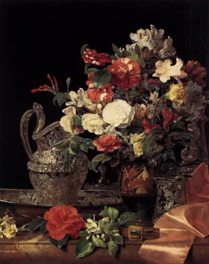 Bouquet in an Attic Bell Crater Oil painting by Ferdinand Georg Waldmueller