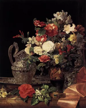 Bouquet in an Attic Bell Crater painting by Ferdinand Georg Waldmueller