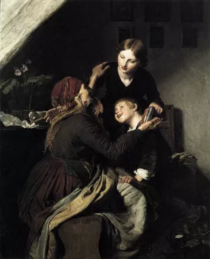 The Grandmother's Birthday by Ferdinand Georg Waldmueller Oil Painting