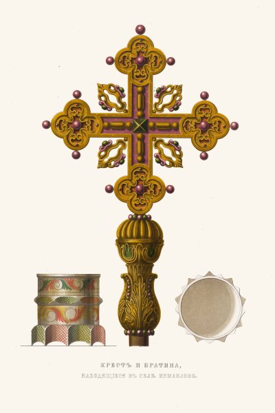 Krest i bratina, nakhodiashchiesia v sele Izmailove  by Fedor Grigoryevich Solntsev - Hand-Painted Oil Painting Reproduction