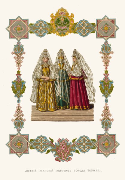 Letnii zhenskii kostium goroda Torzhka  by Fedor Grigoryevich Solntsev - Hand-Painted Oil Painting Reproduction