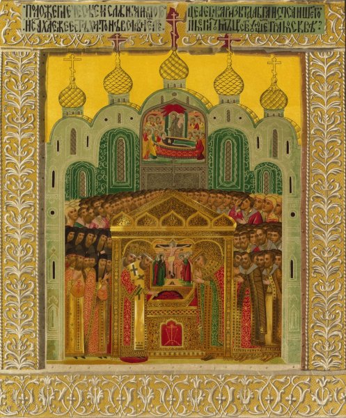 Obraz riz polozheniia, pisannyi pri tsare Mikhaile Feodoroviche  by Fedor Grigoryevich Solntsev - Hand-Painted Oil Painting Reproduction