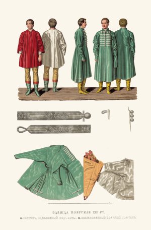 Odezhda boiarskaia XVII stoletiia. Kaftan, nadevaemyi pod laty. Obyknovennyi boiarskii kaftan by Fedor Grigoryevich Solntsev Oil Painting