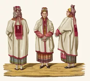Odezhda riazanskikh zhenshchin by Fedor Grigoryevich Solntsev Oil Painting