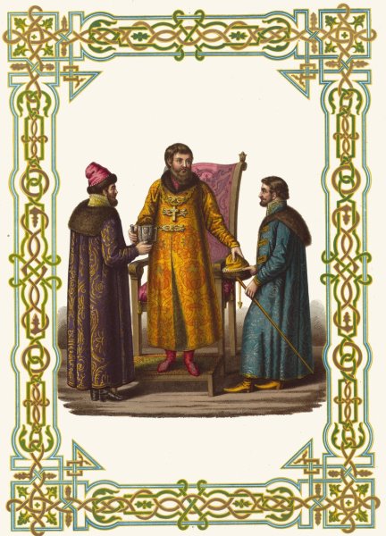 Odezhda tsarskaia i boiarskaia XVII stoletiia  by Fedor Grigoryevich Solntsev - Hand-Painted Oil Painting Reproduction