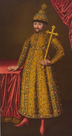 Odezhda tsarskaia XVII stoletiia. Izobrazhenie tsaria Feodora Alekseevicha by Fedor Grigoryevich Solntsev Oil Painting
