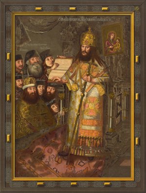 Patriarkh Filaret so svoim klirom Oil painting by Fedor Grigoryevich Solntsev
