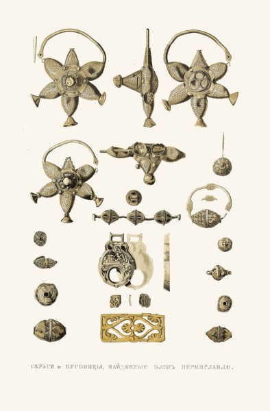 Main Product Photo of Ser'gi i pugovitsy, naidennye bliz Pereiaslavlia  Painting by Fedor Grigoryevich Solntsev