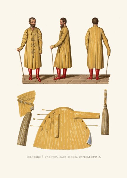Shelkovyi kaftan tsaria Ioanna Vasil'evicha IV  by Fedor Grigoryevich Solntsev - Hand-Painted Oil Painting Reproduction