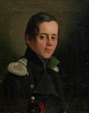 Portrait of a Young Officer by Fedor Tulov Oil Painting