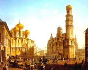 The Cathedral Square in the Moscow Kremlin Oil painting by Fedor Yakovlevich Alekseev