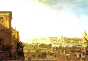 View of the Admiralty and Palace Embankmant from the First Cadet Corps by Fedor Yakovlevich Alekseev Oil Painting
