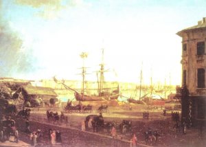 View of the English Embankmant from Visilievsky Island in St. Petersburg