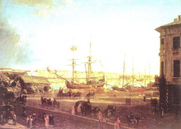 Main Product Photo of View of the English Embankmant from Visilievsky Island in St. Petersburg Painting by Fedor Yakovlevich Alekseev