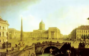 View of the Kazan Cathedral in St. Petersburg by Fedor Yakovlevich Alekseev Oil Painting