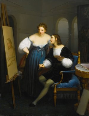 Raphael Painting La Fornarina by Felice Schiavoni Oil Painting