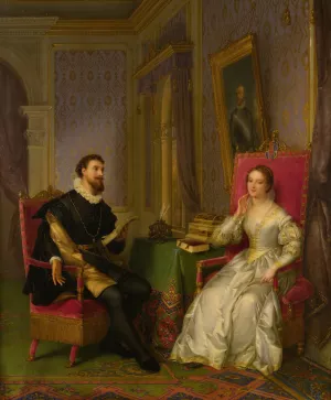 Torquato Fasso And Elenore D'este Oil painting by Felice Schiavoni