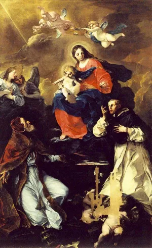 Virgin and Child with Angels and Saints by Felice Torelli Oil Painting