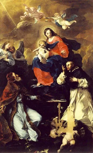 Virgin and Child with Angels and Saints Oil painting by Felice Torelli