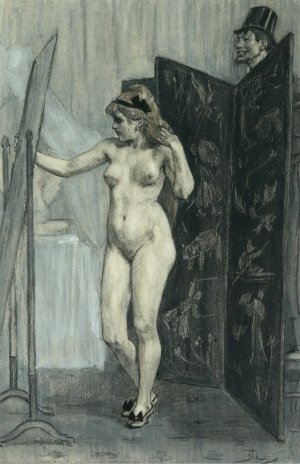 Le paravent by Felicien Rops Oil Painting