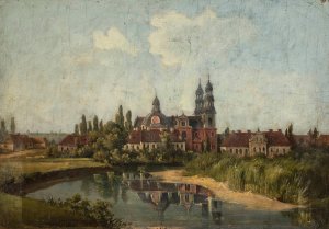 Church and monastery in Lad by Feliks Brzozowski Oil Painting