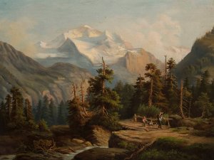 Mountain landscape by Feliks Brzozowski Oil Painting