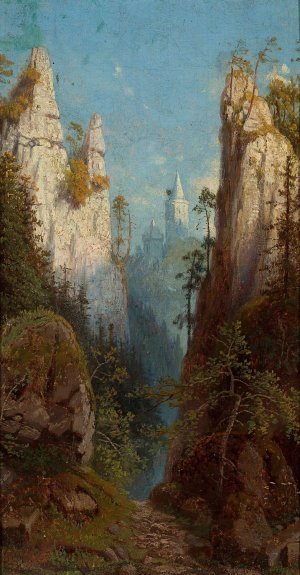 Ojcow at the Pradnik river by Feliks Brzozowski Oil Painting