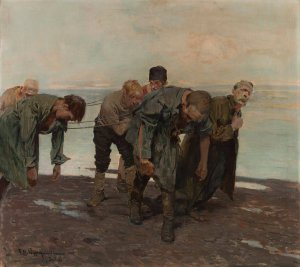 Burlaks by Feliks Michal Wygrzywalski Oil Painting