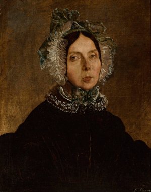 Portrait of a woman in a lacy cap by Feliks Peczarski Oil Painting
