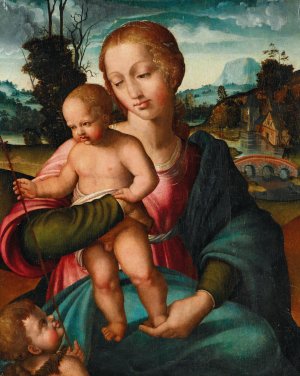 The Madonna and Child, with the Infant Saint John the Baptist by Felipe Pablo De San Leocadio Oil Painting