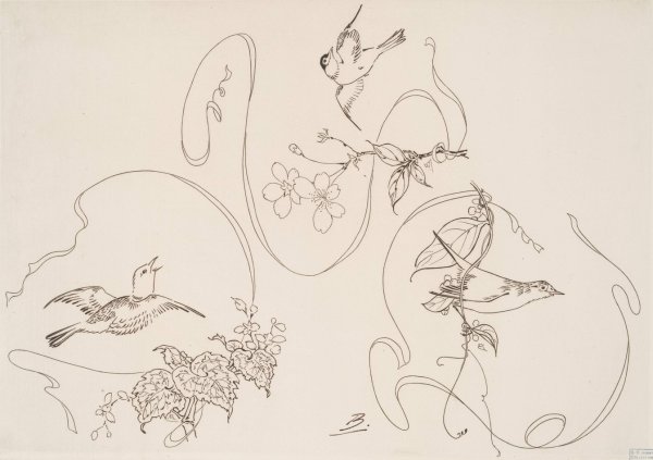 Assiette a dessert ; trois motifs composes chacun d'un ruban, d'une fleur et d'un oiseau by Felix Bracquemond - Hand-Painted Oil Painting Reproduction