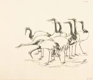 Bande de grues by Felix Bracquemond Oil Painting
