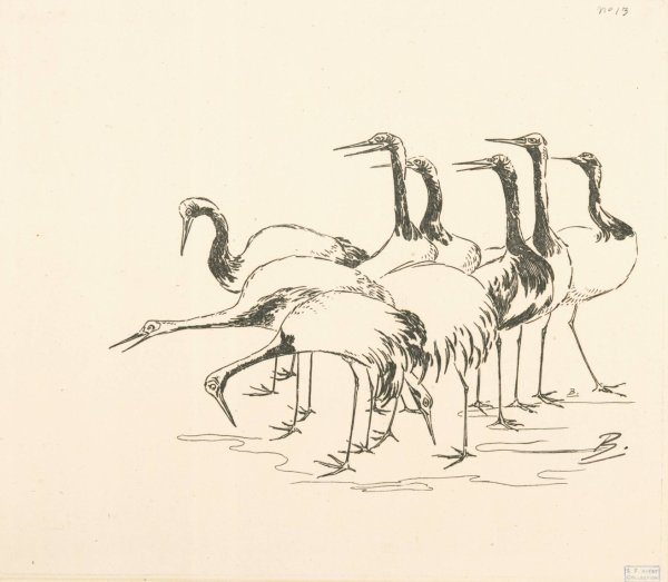 Bande de grues by Felix Bracquemond - Hand-Painted Oil Painting Reproduction