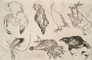 Canards, poissons, etc by Felix Bracquemond Oil Painting